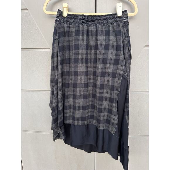 High Knit Claire Campbell wool Asymmetric Draped Kilt Skirt Sz 6 Tartan Grey - Picture 6 of 15
